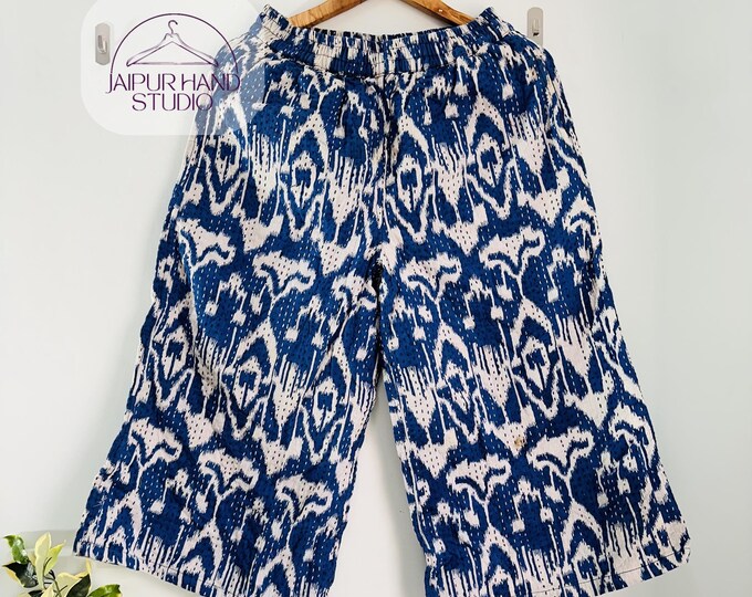 Indian kantha fabric made palazzo | women's palazzo | comfortable pants | pockets pants | kantha trouser | wear in home | Gift for her girl.
