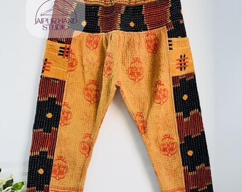 comfortable trouser made by kantha fabric | women's wear pants | comfort pants | block print fabric made palazzo | Gift for Christmas.