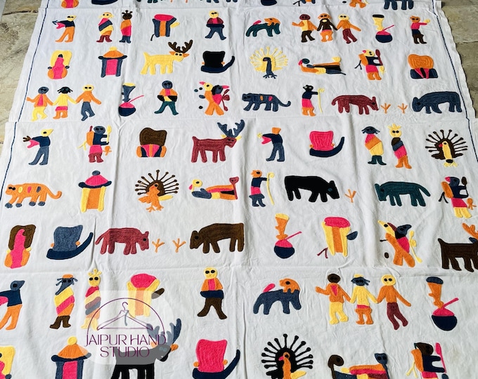 Handmade niddle work suzani Embroidery | Suzani bedspread | Suzani bedcovers | Suzani bedsheet | Bridesmaid suzani | Gift for her.