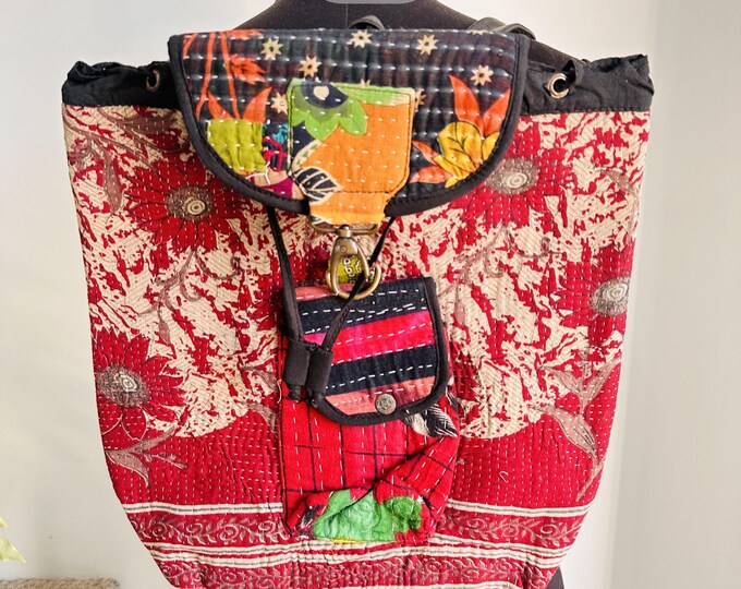 Indian made kantha shoulder bags | women makeup and cloths carry bags | Kids school bags | vintage kantha made beautiful bags | Gift for her