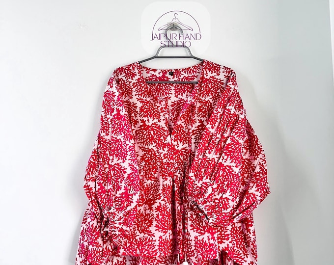pink block print cotton Dress mini Dress, summer Dress for women, midi dress Indian Floral printed Top & Tunic Daily wear Tunic gift for her