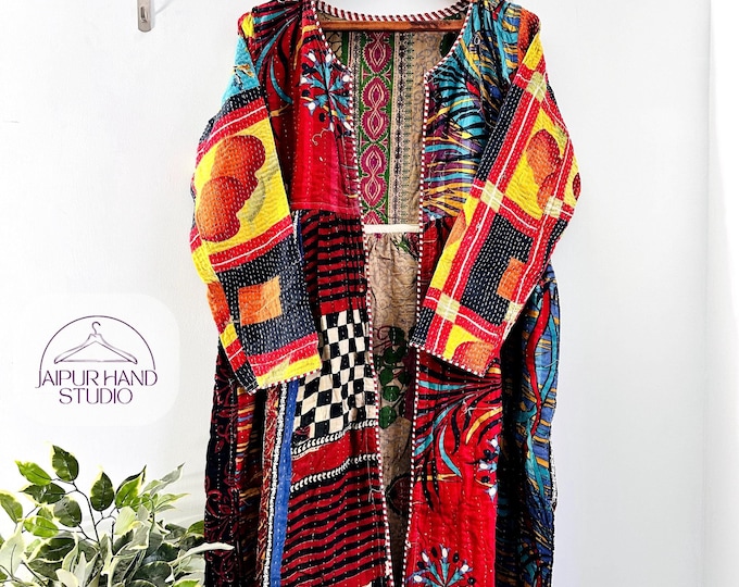New Kantha Kimono | Vintage Kantha Robe| Gift for Mamma| kantha kimono Robe| kantha long jacket vintage style | assorted jackets |