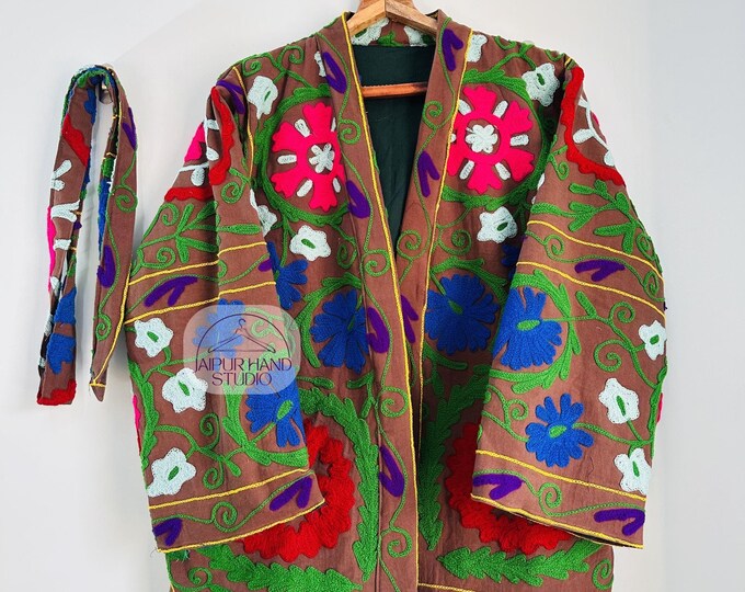 Suzani fabric made short kimono | women wear short jackets | boho women coat | Embroidery jacket | beautiful Niddle work suzani coat |