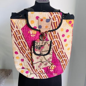 Kantha vintage fait main sacs d'école | sacs kantha pour femmes | Sac d'emballage pour chiffons design (OSM) | Sacs cousus kantha faits main.