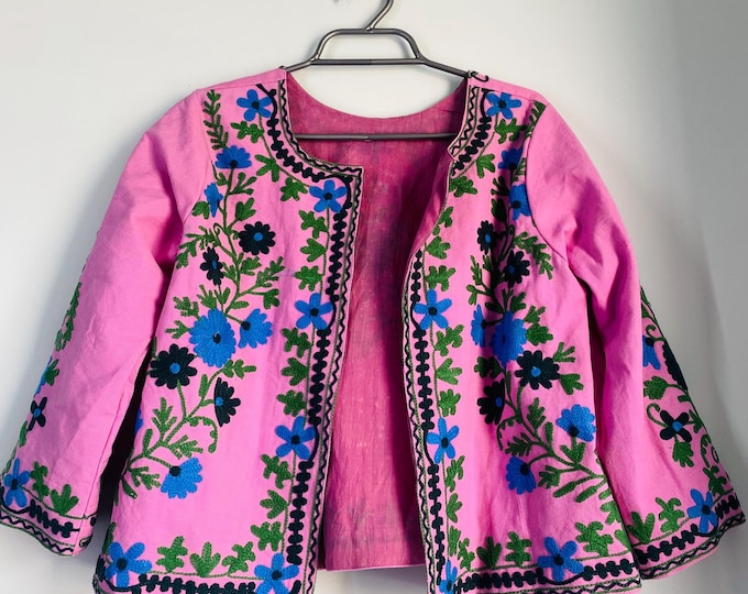 Hand Embroidered Short Suzani Jacket Classical Jacket Robe TNT Suzani Jacket