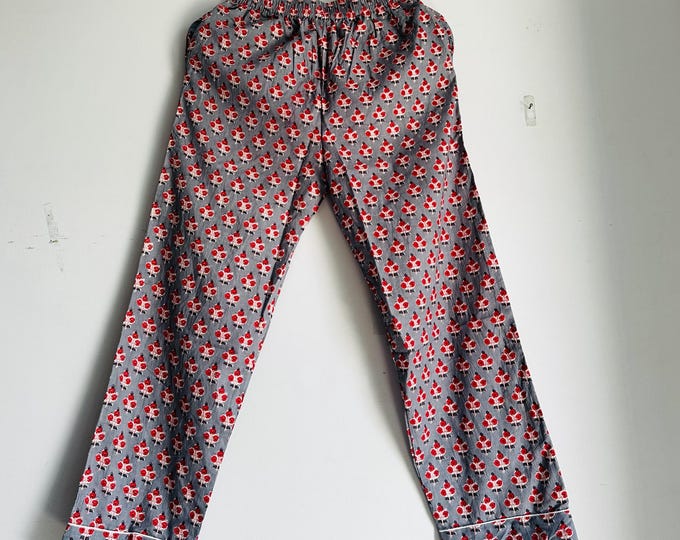 Grey color women wear pajamas | Women night wear pajama | Long sleeve pajamas | Block print pajama | Bridesmaid pajamas | Gift for her.