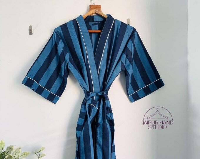 Hand block print cotton bath robes | Women wear printed robes | Long sleeve robes | Beautiful wedding wear robe | Gift for Christmas.