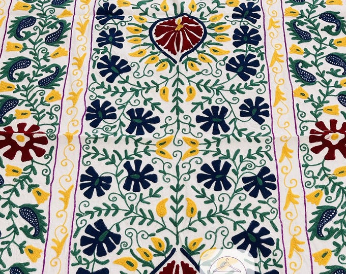 Multicolor floral Embroidery throws | Niddle work suzani bedsheet | suzani soft blankets |unique suzani bedcover | Gift for Christmas.