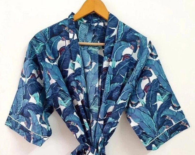 Cotton kimono robe, block print robes for women,Dressing gown, plus sized robes, Cotton Kimono, Beach Cover Up, Lounge Wear, Casual wear