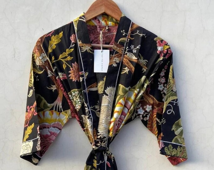 Cotton kimono robe, block print robes for women,Dressing gown, plus sized robes, Cotton Kimono, Beach Cover Up, Lounge Wear, Casual wear