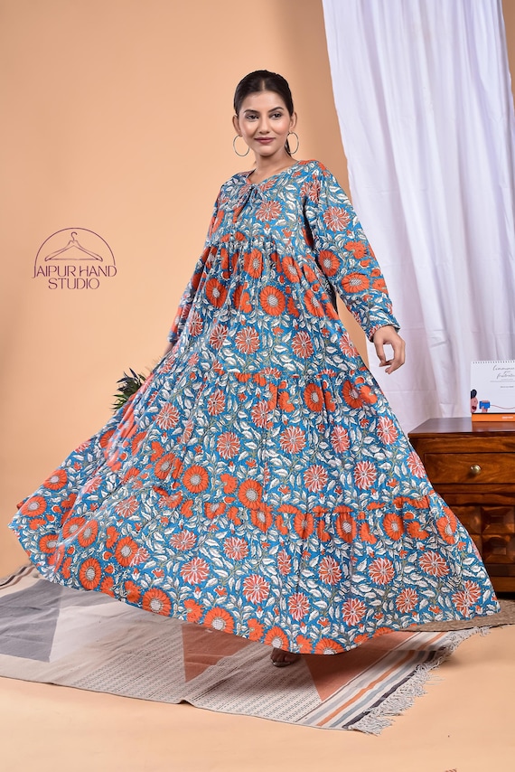 Indian made cotton women wear dress | Women wedding wear long gown | Party wears beautiful dress | Bridesmaid dress | Gift for Christmas.