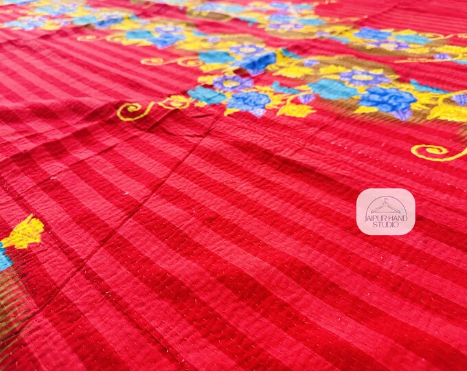Queen size old Vintage kantha Quilts | Kantha Stitching wall hanging throws | Kantha bedspread | Kantha bedsheet | Gift for Christmas.