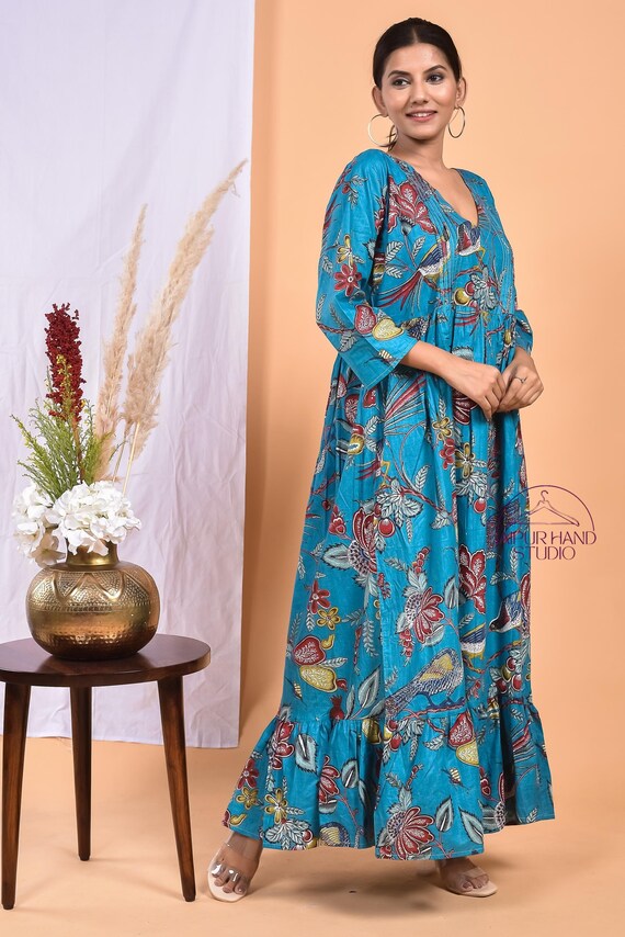 Handmade cotton dresses| Women party wear gown | Block print dress | Long sleeve dress | Bridesmaid dress | Wedding wear gown | Gift for her