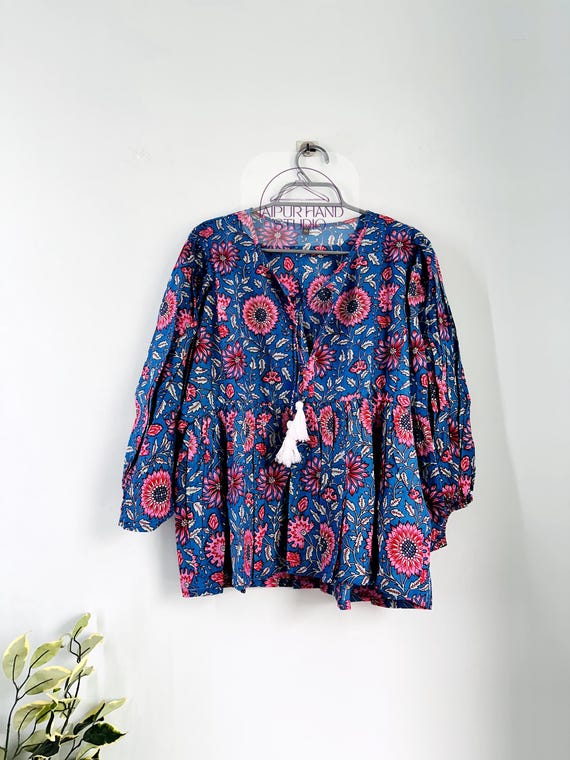 Summer Dress Soft Printed Cotton Dress Floral Dress Casual Tunics long Sleeves Dress Boho Midi Dresses Customize Dress Linen Dress.