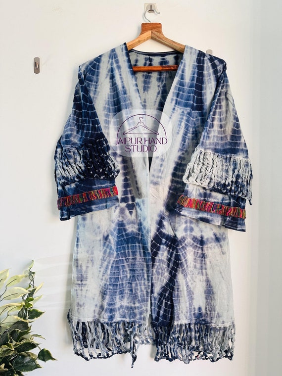Ozeri fabric made tie die kimono | women wear kimono | Handmade stitched kimono | wedding and party wear dress | Gift for Christmas.