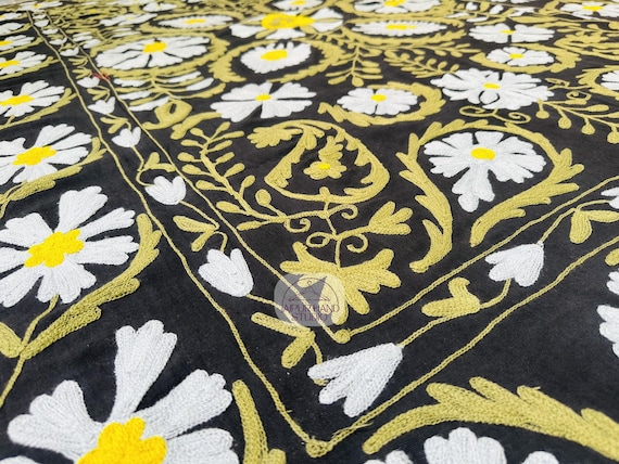 Suzani handmade table cover | suzani made bedspread | Embroidery wall hanging throws | Niddle work Embroidery bedcover | Gift for Christmas.
