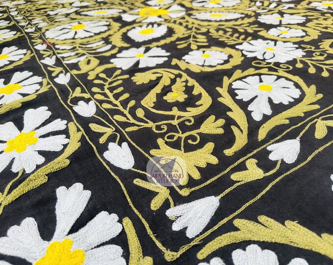 Suzani handmade table cover | suzani made bedspread | Embroidery wall hanging throws | Niddle work Embroidery bedcover | Gift for Christmas.