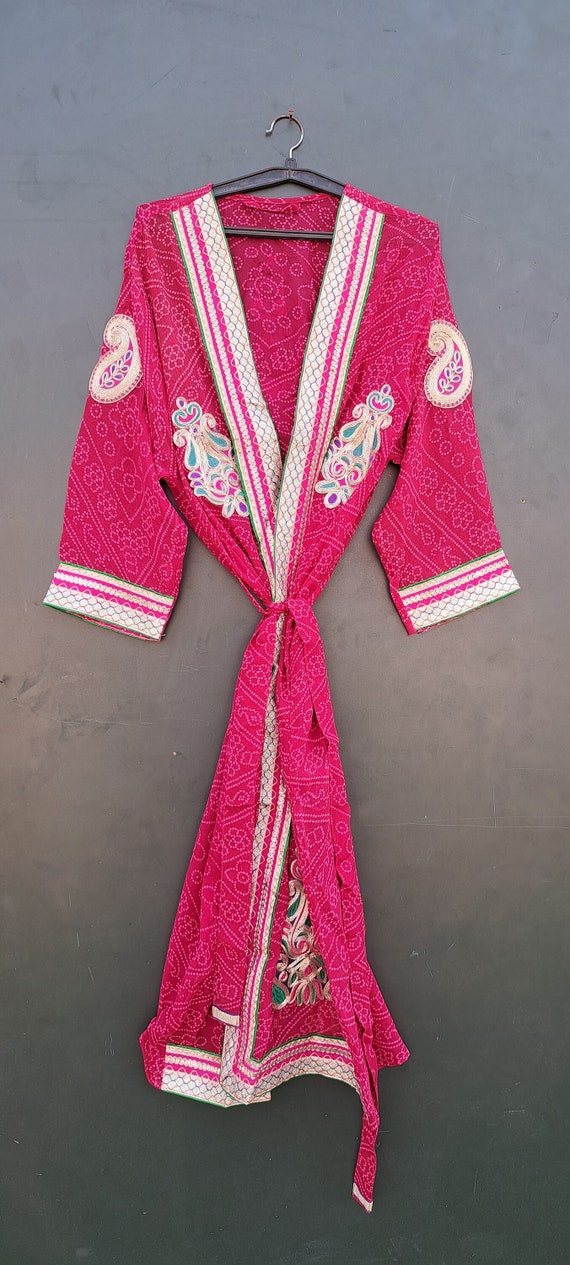 Kimono, Robe, Long Silk Kimono Robe Vintage Silk Kimono, Japanese Style Kimono, Indian Silk Kimono Silk Robe, Dressing Gown