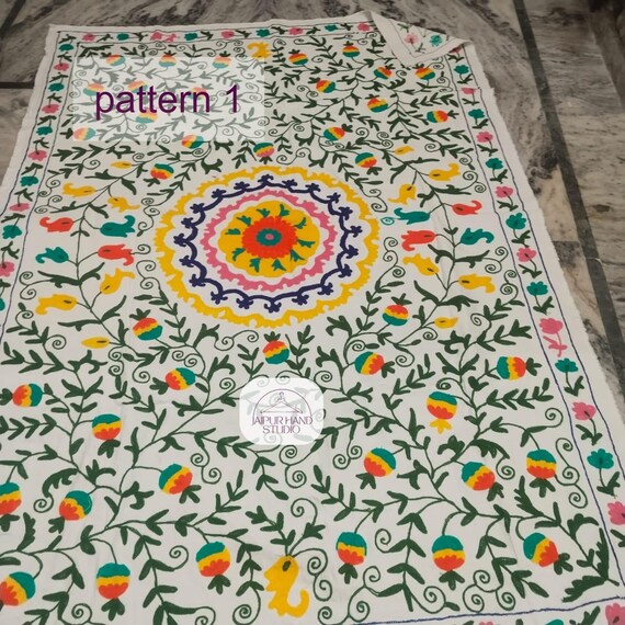 Multicolor floral Embroidery made suzani bedcovers | Handmade suzani tapestry | Soft suzani blankets | Suzani table cover | Gift for her.