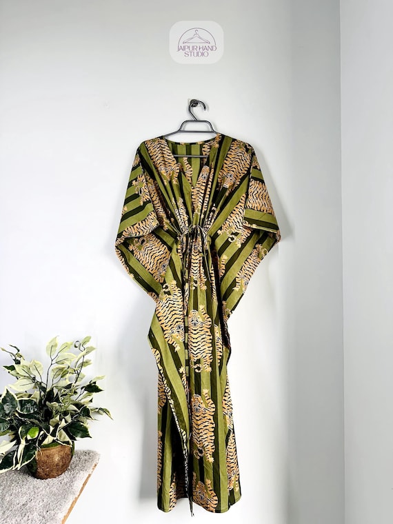 Jungle Print kaftan,caftan,cotton Lounge and sleepwear summer Kaftan, beach wear dress,maxi Gown nightwear, gift for her