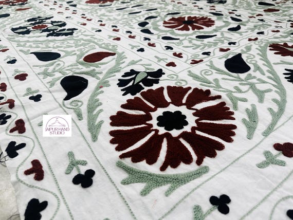 Multicolor thread Embroidery made suzani throws | Beautiful  suzani bedsheet | suzani soft blankets | Suzani bedspread | Gift for her.