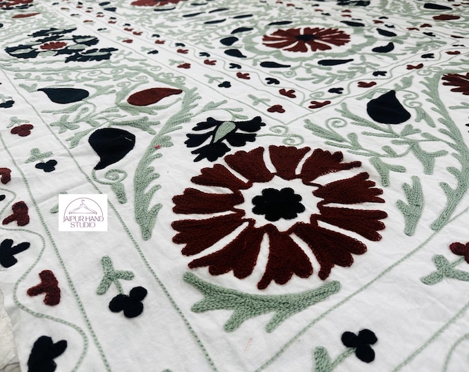 Multicolor thread Embroidery made suzani throws | Beautiful  suzani bedsheet | suzani soft blankets | Suzani bedspread | Gift for her.