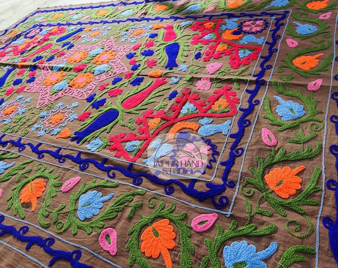 Handmade Uzbek Suzani throw | Decorative Wall Hanging | Antique table cover | Suzani Dining Centerpiece | Embroidery Tapestry | Gift for her