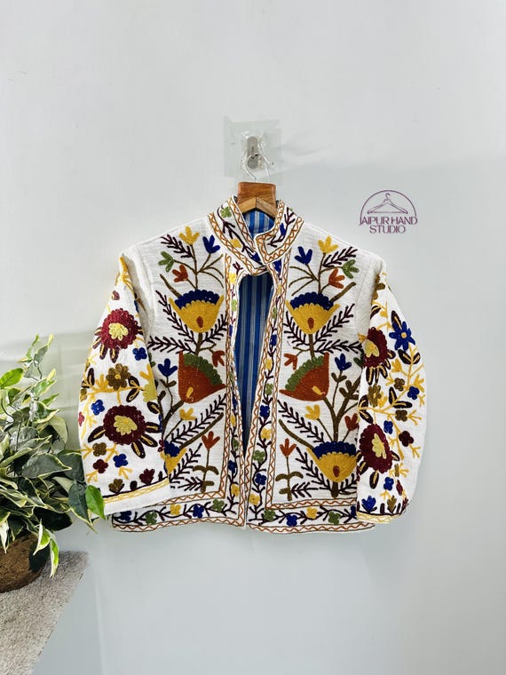 Beautiful floral embroidery suzani jacket | Handmade jackets | winter wear coat | Party wear jacket | Bridesmaid jacket | Gift for Christmas