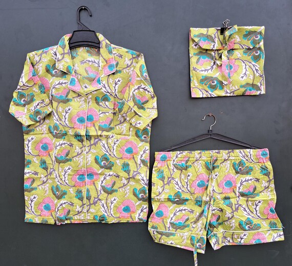 100% Cotton Short Pajama Set | Women's Pajama Set's | Floral Print Pajama Set's | Bridesmaid Pj set | Short pajama Set | Gift for Her girl.