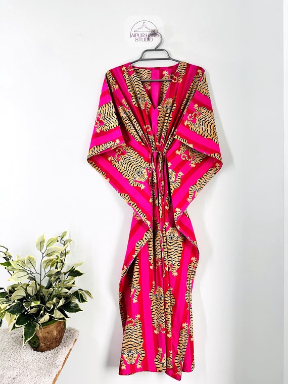 Hand block print Kaftan, Summer Wear Dress, Beach Cover Up, Cotton Kaftan, Sleepwear, Night Wear, Summer clothing for women Mom to be dress,