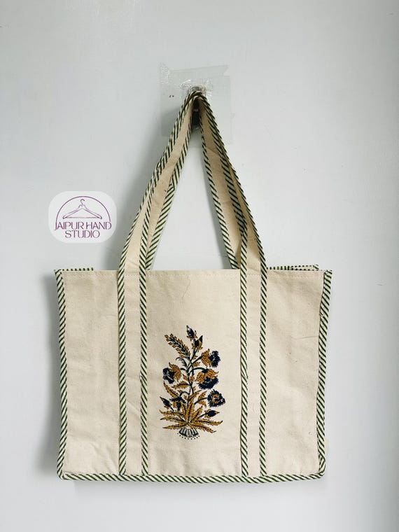 Hand block print cotton shopping bags | Handmade bags | Cotton made lagged bags | Cotton handle bag | Bridesmaid bags | Gift for her.