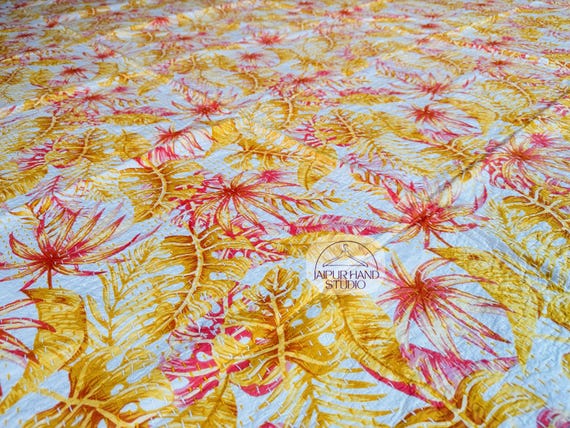 Floral print cotton kantha | stitching kantha bedcover | Handmade kantha bedspread | kantha wall hanging throws | Gift for Christmas.