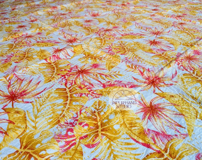 Floral print cotton kantha | stitching kantha bedcover | Handmade kantha bedspread | kantha wall hanging throws | Gift for Christmas.