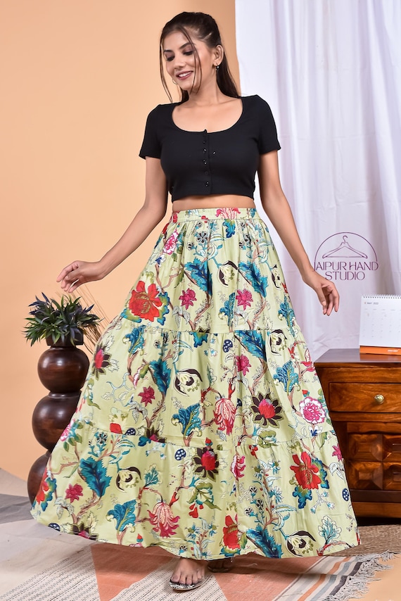 Handmade saris wrap skirt | women wear maxi long skirts | Block prints women long wear | Night wear skirts | party wear skirt | Gift for her