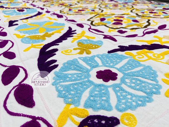 Floral Embroidery made suzani bedcovers | Suzani queen size tapestry | Suzani wall hanging throws | Bridesmaid suzani | Gift for her.