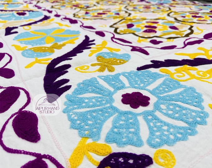 Floral Embroidery made suzani bedcovers | Suzani queen size tapestry | Suzani wall hanging throws | Bridesmaid suzani | Gift for her.