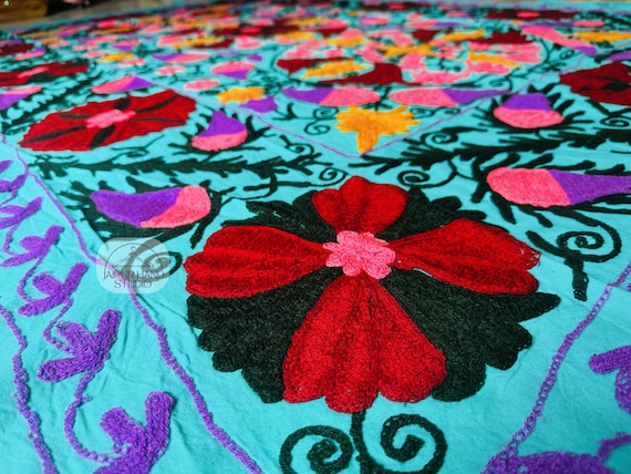 Niddle work suzani bedcovers | Suzani bedsheet | Suzani bedcovers | Handmade wall hanging throws | Bridesmaid suzani | Gift for her.