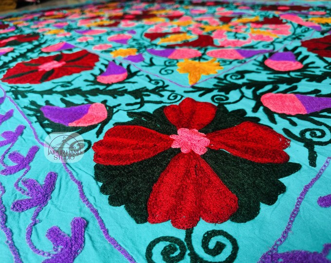 Niddle work suzani bedcovers | Suzani bedsheet | Suzani bedcovers | Handmade wall hanging throws | Bridesmaid suzani | Gift for her.