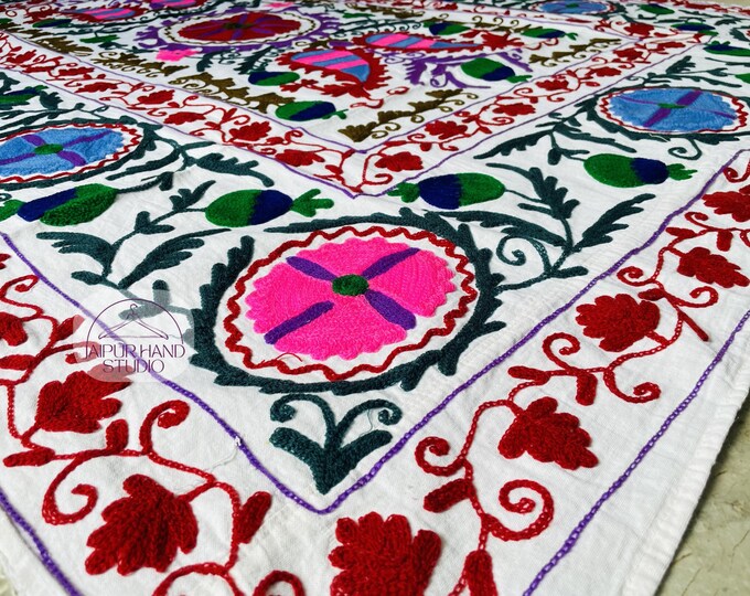 Beautiful niddle work suzani tapestry | Handmade Soft blankets | Suzani bedspread | Suzani bedsheet | Bridesmaid suzani | Gift for her.