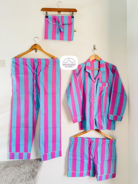 100% pure cotton Pj set | women wear long Pj set | Soft women sleepwear | Beach wear pajamas | Bridesmaid pajamas | Gift for Christmas.