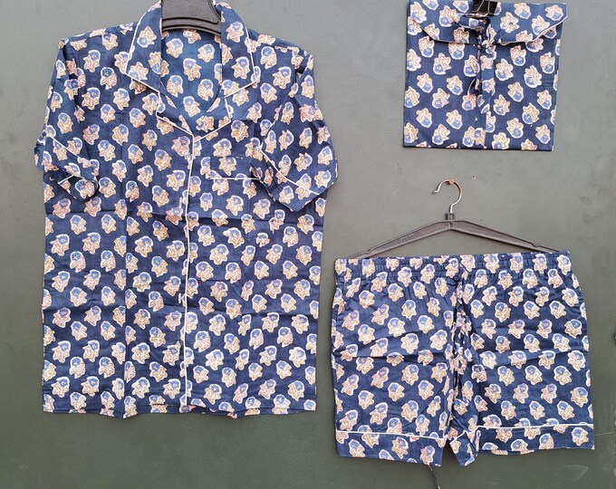 handmade cotton fabric made pj sets | women's wear | luxury shorts and shirts | soft cotton made suit | this design is so OSM | Gift for her