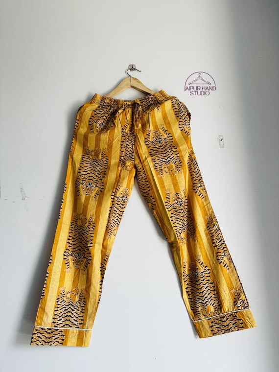 Tiger print cotton pajamas | Women wear soft pajamas | Hand block print pajamas | Beach wear pajamas | Bridesmaid pajamas | Gift for her.
