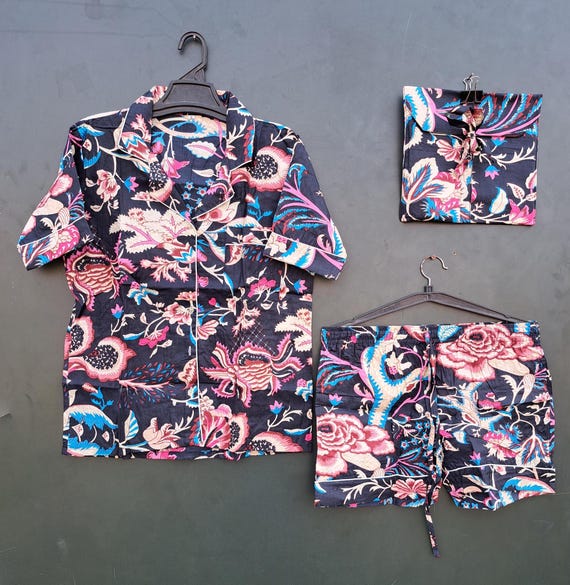 multicolor block print fabric made Pj set for women's wear | sleepwear | women's night suit | soft cotton made Pj suit | Gift for Christmas