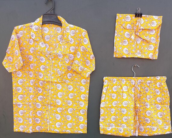 Floral Print Shorts Pj Set Indian Shorts Pj Set Women Wear Pj Set Hand Block Print Night Suit Night Wear Night Dress Animal Print Shorts Pj