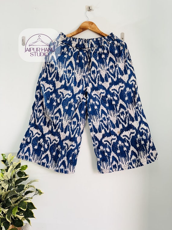 Indian kantha fabric made palazzo | women's palazzo | comfortable pants | pockets pants | kantha trouser | wear in home | Gift for her girl.