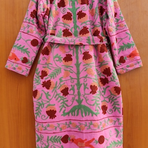 Suzani Work Kimono, Hand Embroidered Suzani Work Kimono, Hand Embroidered Robe, Cotton Kimono Jacket, Tie Belt Coat, Bath Robe Dressing Gown image 5