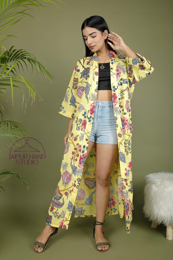 Women wear cotton kimono robe| Beautiful floral block print robe| Beach wear kimono | Soft cotton made robe | Bridesmaid robe | Gift for her