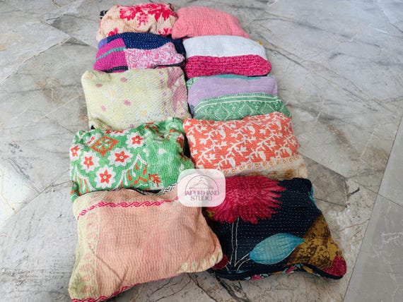 Vintage kantha hand purse set | Handmade women carry handbag | Small cosmetic bags | Small chain purses | Bridesmaid purse | Gift for her.