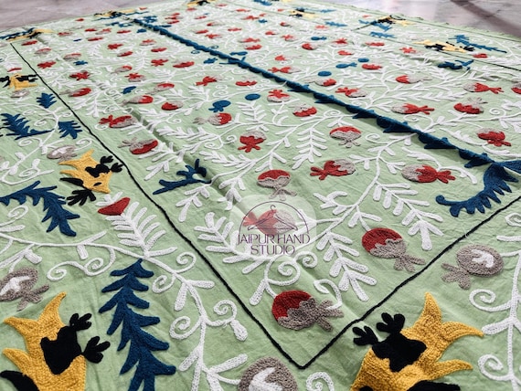 Uzbeki Suzani bed cover | Suzani Bedspread | Handmade suzani bed cover | Bohemian Suzani Throw | Embroidery Blanket | Wall hanging throws.