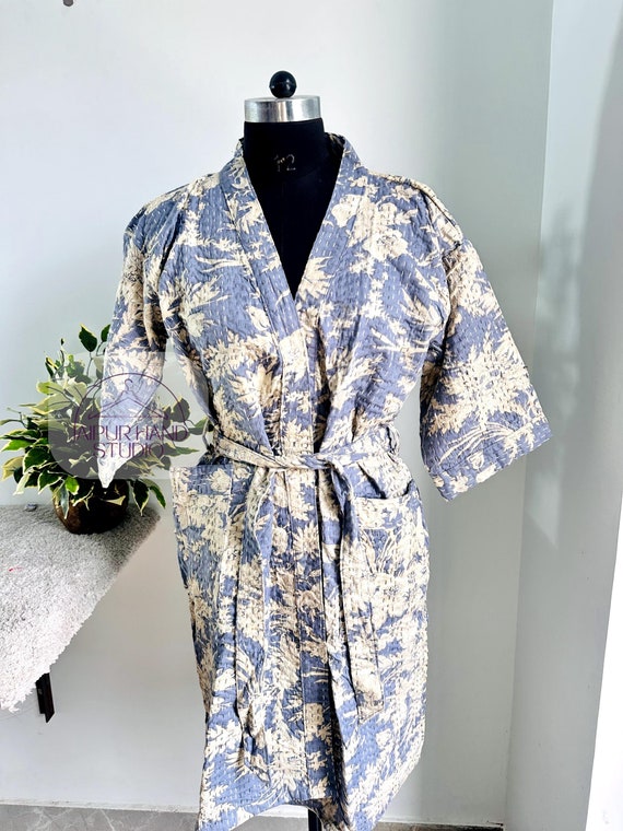 Indian kantha kimono, vintage kantha robe, multicolor jacket, outdoor jacket for women, Indian hand made vintage coat, bohemian kantha coat
